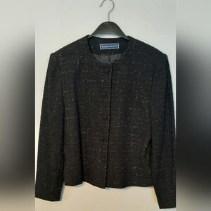 Karen Scott black metallic tweed 2 piece skirt suit